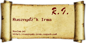Rusznyák Irma névjegykártya